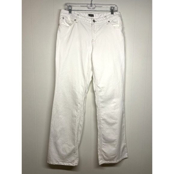 J Jill Mid Rise Boot Cut Jeans Size 12 White Stretch Pockets Western Boho - Picture 1 of 13